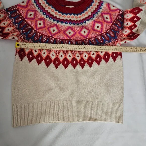 St. John's Bay Women's Beige Red Fair Isle Knit Pullover Sweater Size Medium - Picture 8 of 11